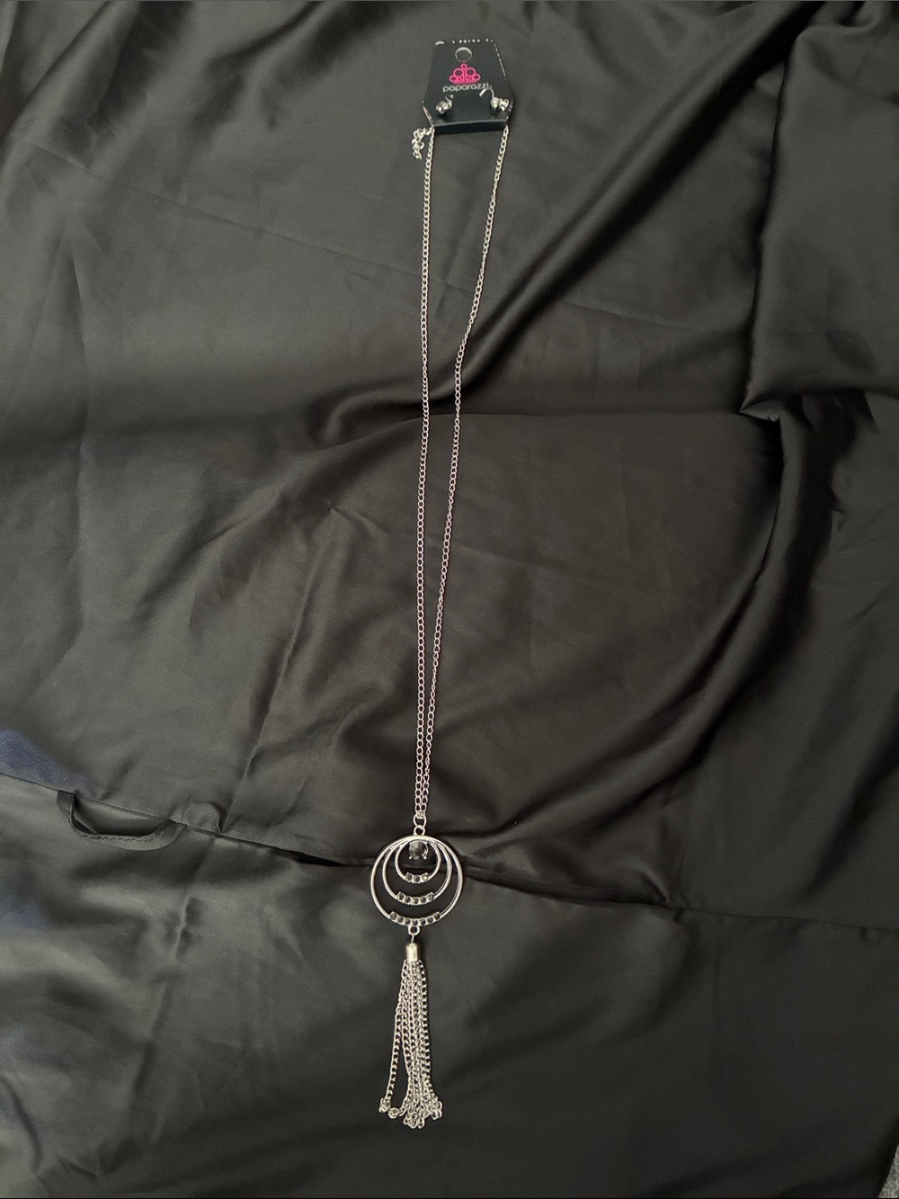 paparazzi Silver Layered Circle Necklace with Tassel